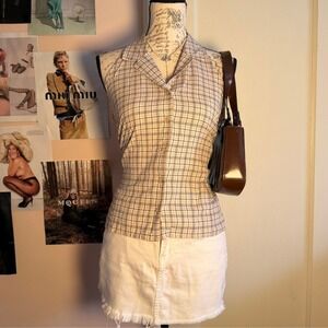 Y2K Faded Glory 100% Cotton Plaid Backless Halter Top